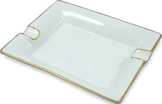 Cigar ashtray white/gold - rectangular