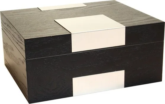 Humidor Veneer Black Frosted - valódi fa	